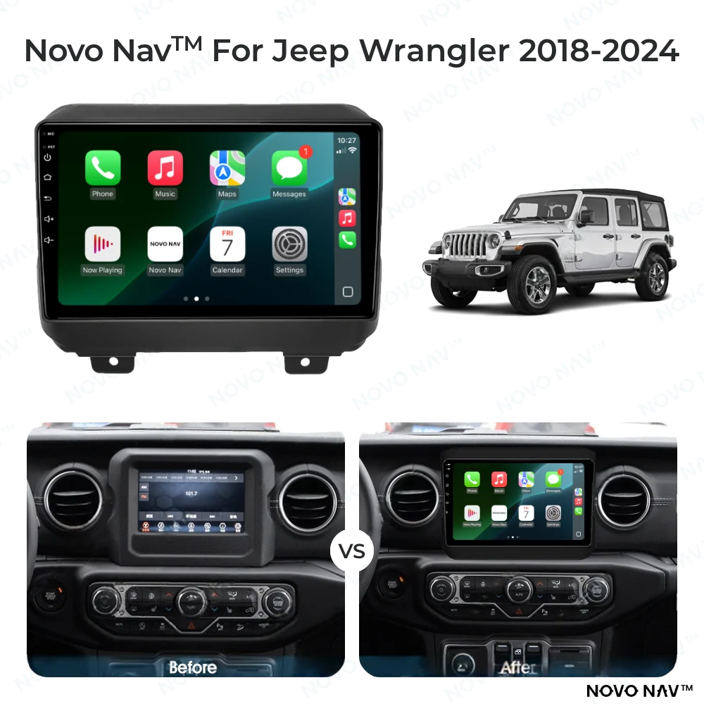 Jeep Wrangler 2018-2024 CarPlay and Android Auto Upgrade Kit